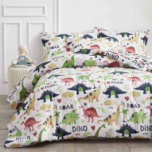 Colorful Dinosaur Printed on White,Disperse Printing-perfectextile