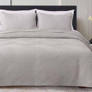 Soft Lightweight Quilt Bedspread Coverlet with Embossed Pattern - perfectextile