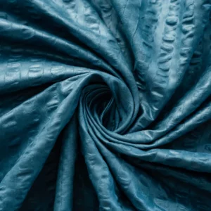Ripple Grid Teal 3D Embossed Polyester Fabric