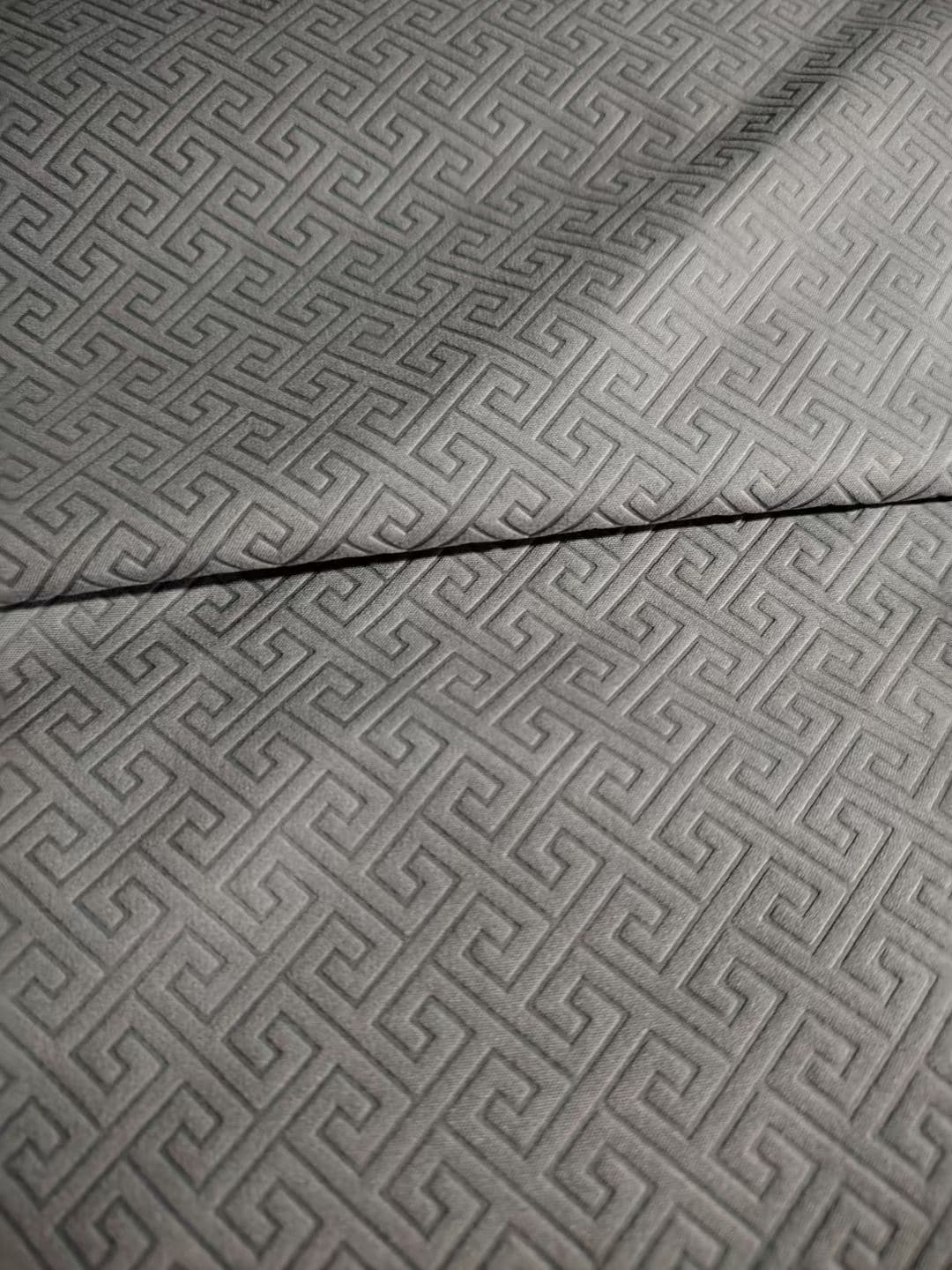 Embossed microfiber fabric Greek key pattern in grey