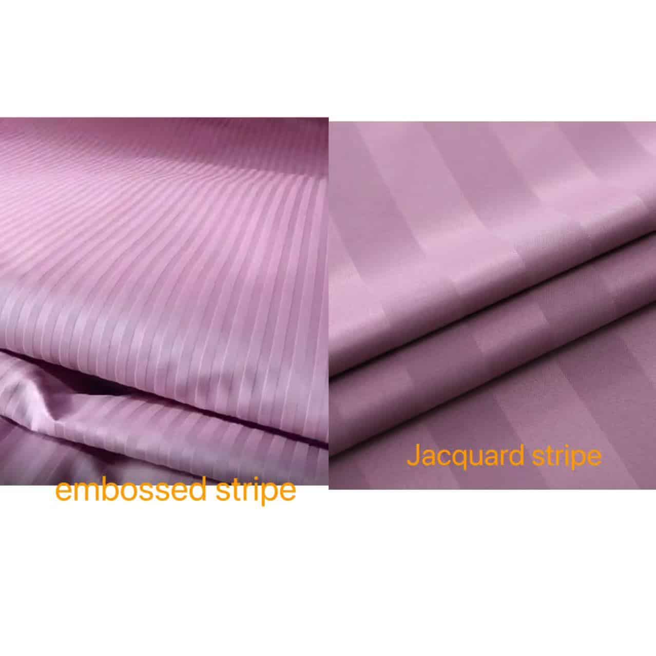 Embossed stripe and jacquard stripe polyester microfiber comparison
